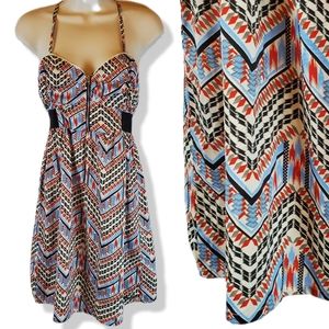 Billabong Bohemian Chevron Pattern Cocktail Summer Dress Size S Womens Zig Zag